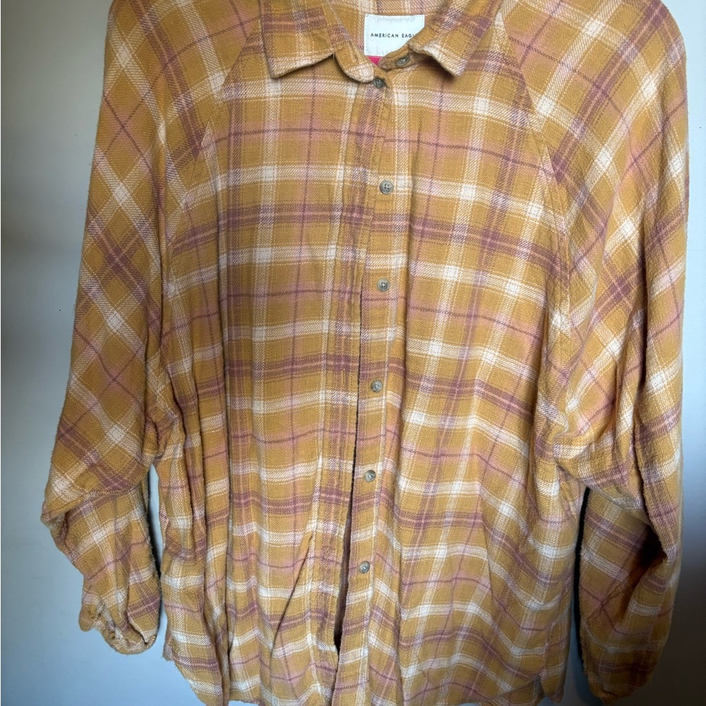 American Eagle Outfitters Yellow Plaid Shirt